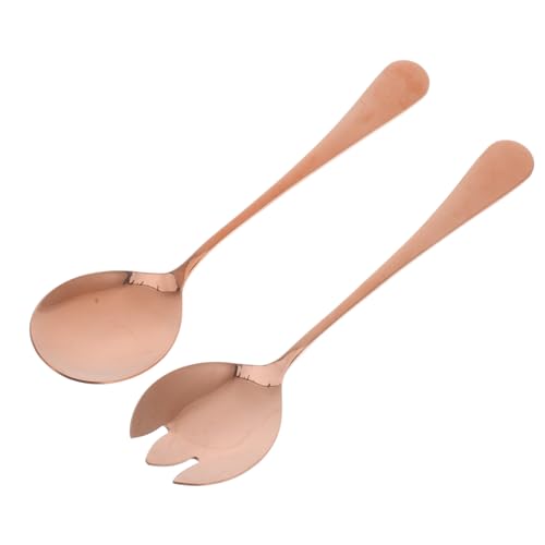 JECOMPRIS 1 Satz Salat-Servierset Besteck klein Utensil Gericht Aufschlag Server Bausatz Spork aus Metall Salatlöffel Rostfreier Stahl Rose Gold von JECOMPRIS