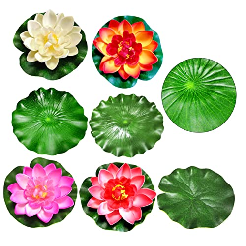 JECOMPRIS 1 Satz Teiliges Set Künstliche Seerosen mit Schwimmenden Lotusblättern für Teich Dekoration Realistische Lotus Ornamente Grün und Weiß für Garten Pool und Aquarien von JECOMPRIS