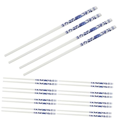 JECOMPRIS 10 Paare Traditionelle Blaue und Weiße Porzellan Essstäbchen Wiederverwendbare Lange Keramische Essstäbchen für Asiatische Dinnerpartys Zuhause und Restaurants von JECOMPRIS