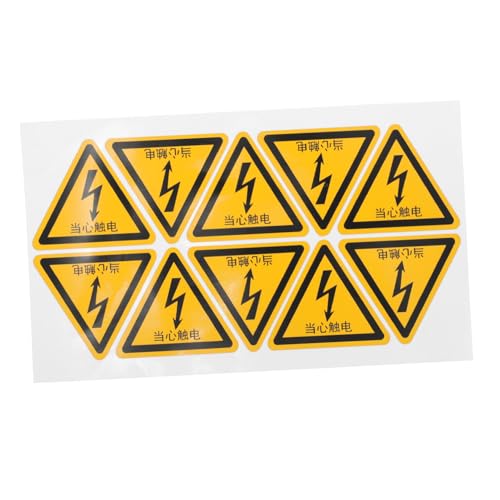 JECOMPRIS 10 Stk. Sicherheitszeichen Wand Bausatz Notfallwarnschild LED Vinyl büroradio offic werktisch warnschilder schoot Selbstklebendes Warnschild klebriges Stromschlagschild PVC Yellow von JECOMPRIS