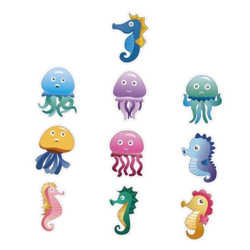 JECOMPRIS 10 Stück Teiliges Badewannen Aufkleber rutschfest mit Niedlichen Cartoon Motiven für Badewanne Badezimmerdekoration Sicher und rutschfest von JECOMPRIS