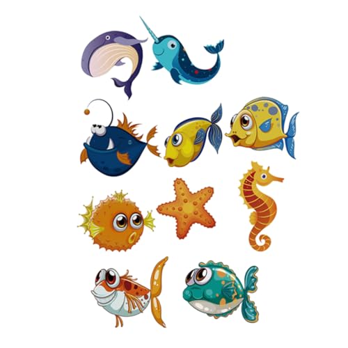 JECOMPRIS 10 Stück Teiliges Rutsch Badewannen Aufkleber mit Meerestier Motiven Selbstklebend Wasserfest Sicher rutschfeste Badezimmer Dekoration für Kinderbadewannen von JECOMPRIS