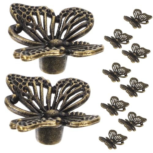 JECOMPRIS 10 Stück Teiliges Schmetterlingsförmige Schrankgriffe aus Langlebiger Legierung Dekorative Kommodenknöpfe mit Einzigartiger Textur Geeignet für Küchen Badezimmerschränke von JECOMPRIS