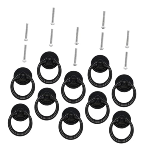 JECOMPRIS 10 Stück Vintage Schrankknöpfe Runde Metallgriffe für Türen Retro Schwarze Ziehgriffe für Küchenschränke und Möbel von JECOMPRIS