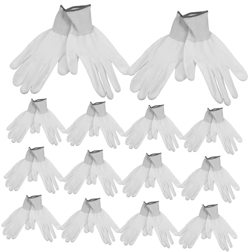 JECOMPRIS 12 Stück Antistatische Handschuhe Gartenarbeit Griff Mechaniker arbeiten Beständig nylonhandschuhe Arbeitshandschuhe Handschuhe trainieren isolierte Handschuhe Polyester Grey von JECOMPRIS