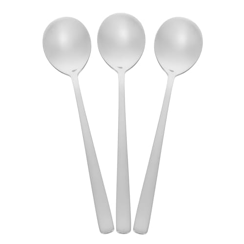 JECOMPRIS 12 Stück Teiliges Edelstahl Löffel Rostfrei Flacher Boden Schwer Belastbar Glänzend Poliert Ergonomischer Griff für Zuhause Restaurant Bar und Dessertgeschäfte von JECOMPRIS