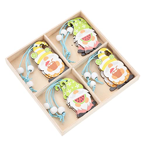 JECOMPRIS 12 Stück Zwergenpuppen Aus Holz Zum Aufhängen Zwerge Tropische Partyzwerge Sommerornamente Luau Mini Sommerzwerg Ornamente Für Baum Weihnachtsschmuck von JECOMPRIS