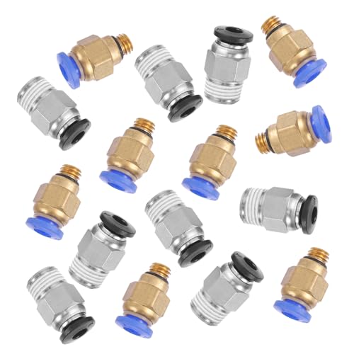 JECOMPRIS 16 Stück Teiliges Pneumatisches Schnellkupplungs Messing Drucker Adapter Schlauchverbinder für PU PE Schläuche von JECOMPRIS