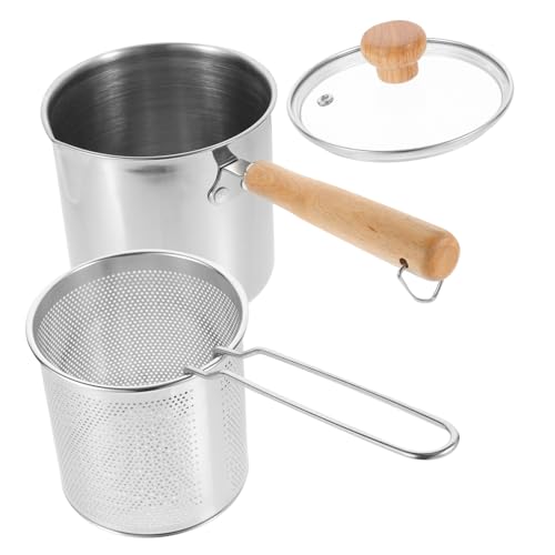 JECOMPRIS 1Satz Fritteusenset Fritteuse mit Glasdeckel Frittierkorb Ergonomischer Griff für Effizientes Frittieren von Lebensmitteln für Heimische von JECOMPRIS