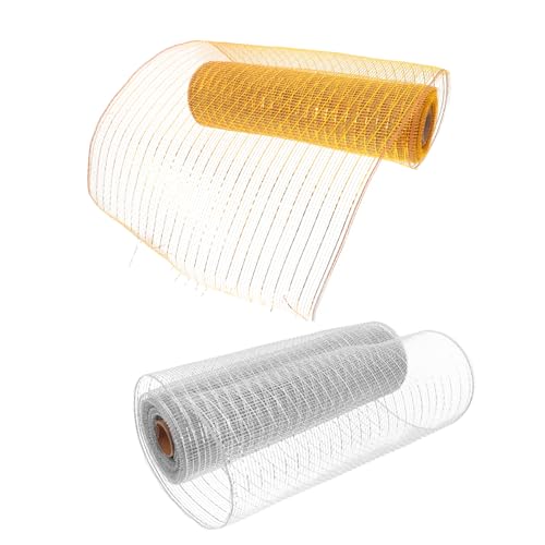 JECOMPRIS 2 Rollen Mesh-Rolle Kranzmasche Babypartyband Frühlingsband Weihnachtskranz-Bastelset DIY -Handwerksvorräte Maschenkranz liefert rustikaler Ribbbon Netz für Kränze Hochzeitsband pp von JECOMPRIS