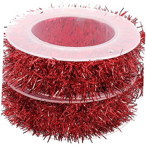 JECOMPRIS 2 Rollen Weihnachtsgirlande mit Schneeflockenmuster Glitzernde Dekoration für Festliche Anlässe für Baum und Partydeko Teilig Rot JECOMPRIS 2 Rollen Weihnachtsgirlande mit Schneeflockenmuster Glitzernde Dekoration für Festliche Anlässe für Baum und Partydeko Teilig Rot von JECOMPRIS