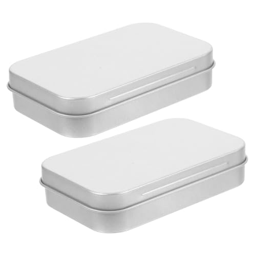 JECOMPRIS 2 Stück Candy-Box aus Weißblech Lagerdose Metallbehälter Blechdosen Mini-Weißblechdosen Blechdosen mit Deckel kleine Blechdosen kleine Vorratsdose Silber von JECOMPRIS