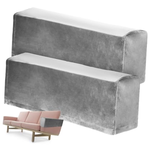 JECOMPRIS 2 Stück Elastische Sofa Armlehnenbezüge Schutzbezüge für Couch armlehnen Waschbare Spannbezüge Weiche und Dehnbare Sofabezüge in Dunkelgrau Passend für Leder Stoffsofas von JECOMPRIS
