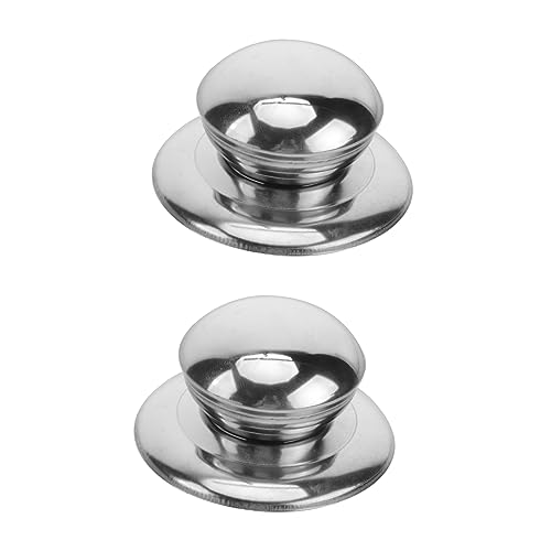 JECOMPRIS 2 Stück Ersatz Topfdeckelknopf aus Edelstahl Teilig Hitzebeständig Antihaftbeschichtet Universeller Griff für Kochtöpfe Pfannen Kessel mit Befestigungslöchern Einfach zu Reinigen von JECOMPRIS