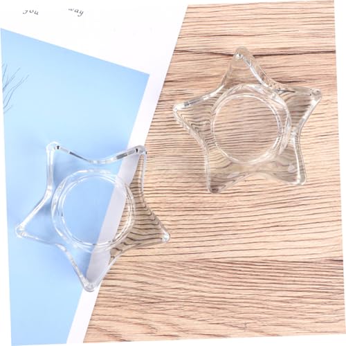 JECOMPRIS 2 Stück Glas Kerzenhalter Fünfzackiger Stern Kerzenständer aus Hochwertigem Glas für Wohn Esszimmertischdekoration Eleganter Kerzenhalter für Hochzeit und Büro von JECOMPRIS
