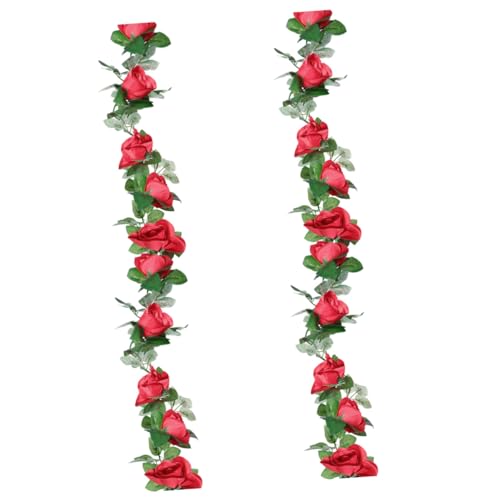 JECOMPRIS 2 Stück Künstliche Rosenranken Dekorative Rattan für Hochzeit Partys Zuhause Rote Imitation Blumen für Kreative Heimdekoration und Romantische JECOMPRIS 2 Stück Künstliche Rosenranken Dekorative Rattan für Hochzeit Partys Zuhause Rote Imitation Blumen für Kreative Heimdekoration und Romantische von JECOMPRIS