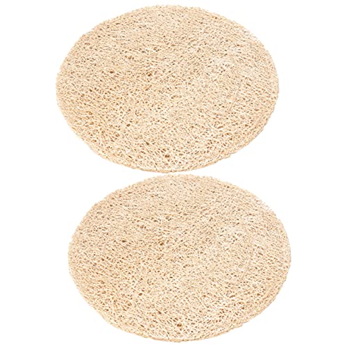 JECOMPRIS 2 Stück Loofah Untersetzer rutschfeste und Hitzebeständige Tischuntersetzer für Tassen Gläser und Becher Dekorative Natur Luffa Pads für Zuhause Bar und Restaurant von JECOMPRIS