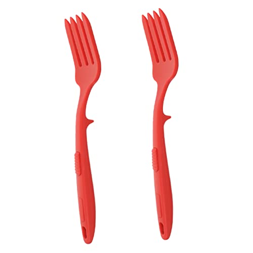 JECOMPRIS 2 Stück Multifunktionale Silikon Kochgabel Ergonomische Hitzebeständige und Antihaftbeschichtete Kochgabel für Nudeln und für Küche und Gastronomie von JECOMPRIS