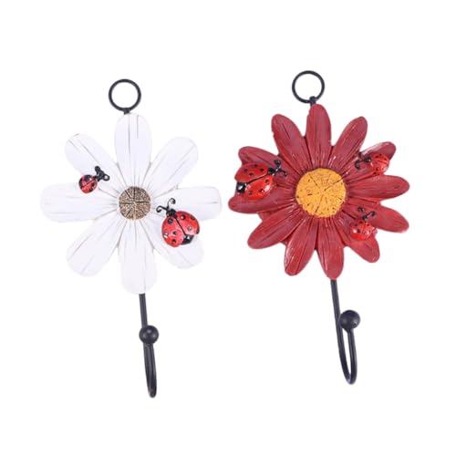 JECOMPRIS 2 Stück Resin Blumen Wandhaken Sonnenblumenform Wandmontage Stabile und Harzmaterialien Einfache Installation Platzsparend für Hüte und Taschen in Weiß und Rot JECOMPRIS 2 Stück Resin Blumen Wandhaken Sonnenblumenform Wandmontage Stabile und Harzmaterialien Einfache Installation Platzsparend für Hüte und Taschen in Weiß und Rot von JECOMPRIS
