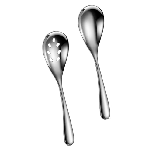 JECOMPRIS 2 Stück Teiliges Servierlöffel aus Rostfreiem Edelstahl Ergonomisch Geformt mit Schlitzfunktion für Buffet Selbstbedienung und Vielseitiges Servieren Langlebiges Küchenzubehör von JECOMPRIS