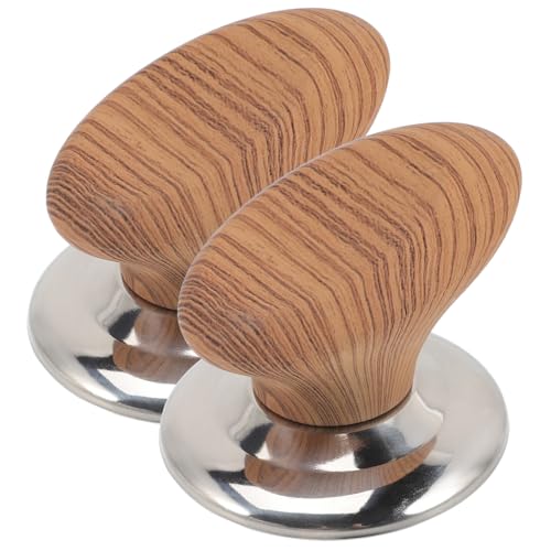 JECOMPRIS 2 Stück Topfdeckelgriff Holzoptik Hitzebeständig Ersatzknopf für Glasdeckel Pfannen und Töpfe Einfache Montage Langlebig und Rutschfest von JECOMPRIS