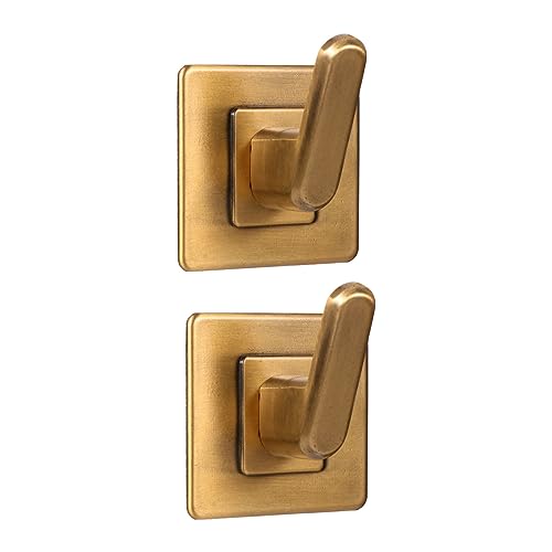 JECOMPRIS 2 Stück Wandhaken Selbstklebend und Bohrfrei Retro Quadratische Form für Badezimmer Küche und Garderobe Rostfrei Stark und Sicher der Anwendung von JECOMPRIS