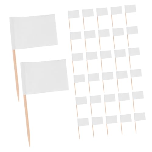 JECOMPRIS 200 Stück Weiße Zahnstocher Flaggen Mini Food Label Picks Essbare Markierungsfähnchen für Käseplatten Cupcake Topper Appetizer Buffet Party Dekoration von JECOMPRIS