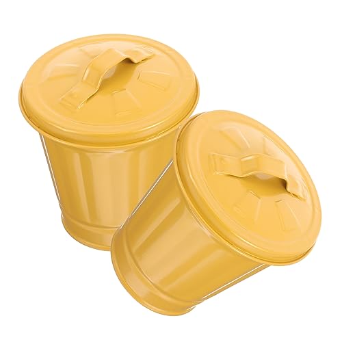 JECOMPRIS 2Stücke Tragbare Abfalleimer mit Deckel Kleiner Organizer für Küche und Büro für Desktop und Arbeitsplatte Rustikaler Mülleimer aus Zinktonne von JECOMPRIS