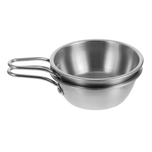 JECOMPRIS 2stücke Edelstahl Reiswein Schüssel Mit Griff Koreanische Sauce Dip Schalen Für Zuhause Restaurant Und Outdoor Leicht Und Ergonomisch von JECOMPRIS
