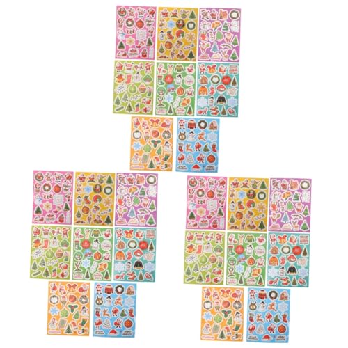 JECOMPRIS 3 Sätze Weihnachtsaufkleber Verschiedene Sticker Für Gläser Scrapbooking Geschenkverpackungen Und Dekoration Selbstklebend Und Feiertagsfeiern 8 Blätter * 3 von JECOMPRIS