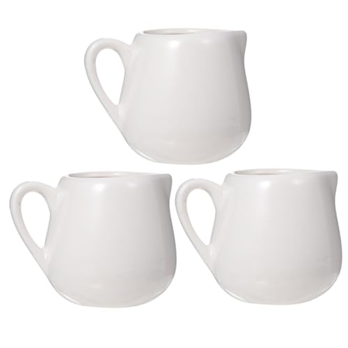 JECOMPRIS 3 Stück Keramik Mini Milchkanne mit Henkel Umweltfreundlicher Saucentopf mit Stabilem Standfuß Geeignet für Zuhause und Restaurant Stilvolles Design für Milch Sahne und Sauce von JECOMPRIS