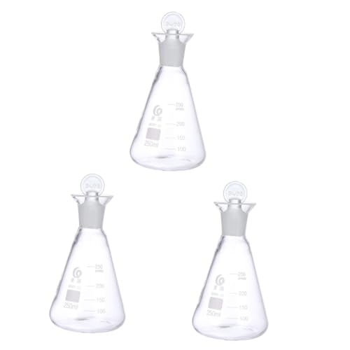 JECOMPRIS 3 Stück Kolben Reagenzgläser Mit Deckel Konische Form Flasche Weiß Zubehör Gläser Zubehör Labor Konische Flasche Laborzubehör Studentenglas Weingläser Laborbedarf von JECOMPRIS