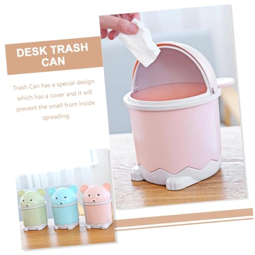 JECOMPRIS 3 Stück Mini Desktop Mülleimer mit Deckel in Blau Grün Kompakter Geruchsneutraler Tischabfallbehälter für Büro Kinderzimmer und Wohnzimmer Platzsparend Sicher und Dekorativ von JECOMPRIS