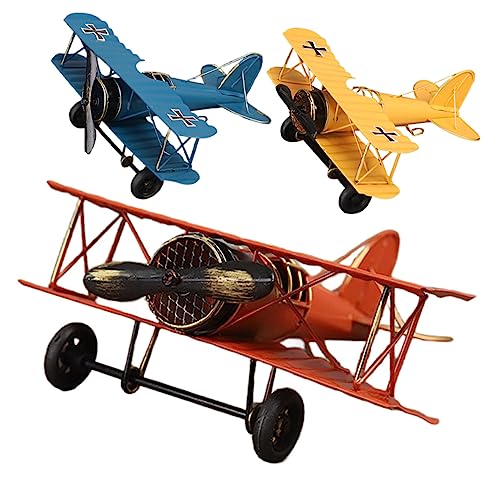 JECOMPRIS 3 Stück Retro Flugzeug Modell Vintage Metall Flugzeug Deko für Wohnzimmer Büro Schlafzimmer Kreative Dekoration Orange Blau und Gelb für Sammler und JECOMPRIS 3 Stück Retro Flugzeug Modell Vintage Metall Flugzeug Deko für Wohnzimmer Büro Schlafzimmer Kreative Dekoration Orange Blau und Gelb für Sammler und von JECOMPRIS