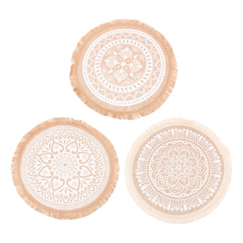 JECOMPRIS 3stücke Mandala Tischsets Runde Tassenmatten Mit Quasten Design Für Esstisch Sets Zum Schutz Vor Kratzern Und Flecken Für Bauernhaus Dekoration von JECOMPRIS