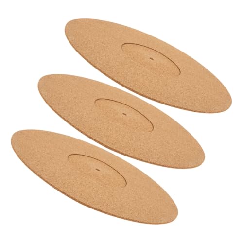 JECOMPRIS 3 Stück Schallplattenmatte aus Kork Playerplatte Plattenschutzmatte Plattenspieler Rutschmatte Plattenspieler-Schallplattenmatte Vibrationsreduktionsmatte Rekord-Slipmat Braun von JECOMPRIS