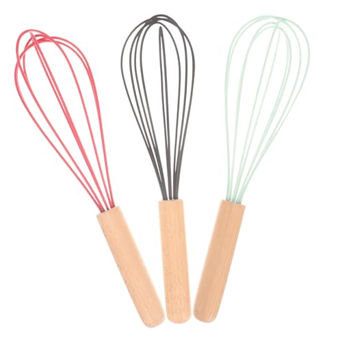 JECOMPRIS 3 Stück Silikon Eierschläger mit Beech Holzgriff Teiliges Handlicher Manueller Schneebesen für Sahne Eiweiß Butter Kratzfest und Leicht Effizientes Küchenwerkzeug für Backen und JECOMPRIS 3 Stück Silikon Eierschläger mit Beech Holzgriff Teiliges Handlicher Manueller Schneebesen für Sahne Eiweiß Butter Kratzfest und Leicht Effizientes Küchenwerkzeug für Backen und von JECOMPRIS