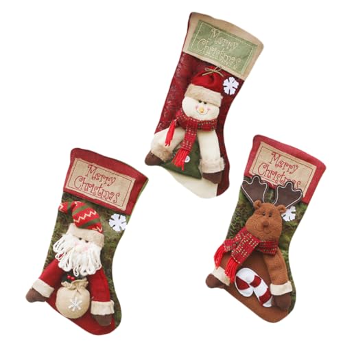 JECOMPRIS 3 Stück Teiliges Weihnachtsstrümpfe Große Geschenktüten für Süßigkeiten Dekoration zum Aufhängen an Weihnachtsbaum Treppe Tür für Freunde von JECOMPRIS