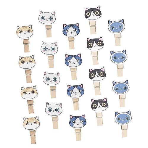 JECOMPRIS 30stücke Katzenholz Foto-klammern Dekorative Bild-klammern Holz-Clips Für DIY Nachrichten-klammern von JECOMPRIS