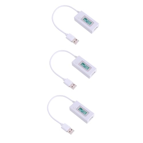 JECOMPRIS 3St USB-Stromtester LCD-USB-Tester Micro-USB-Tester Akku-Powerbank-Tester Handy Akku Tester Handy Ladestrom Tester Spannungs- und Stromüberwachung USB spannungsprüfer Weiß von JECOMPRIS