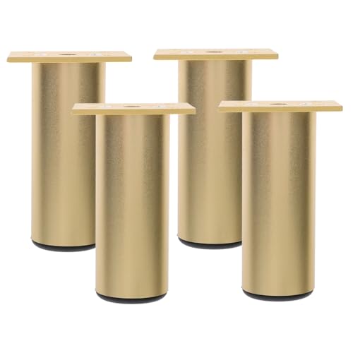 JECOMPRIS 4 Stück Aluminiumsofa -Beine Weiß Schwarze Möbelbeine Unterstützung schlank Verstellbare Möbelbeine Bettbeine Beine für Möbel Couchtischbeine kommode tischbeine Gummi Golden von JECOMPRIS