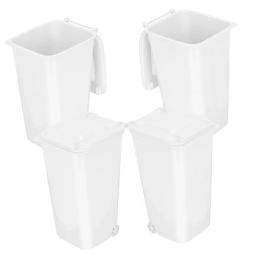 JECOMPRIS 4 Stück Kleine Multifunktionale Desktop Mülleimer mit Deckel Kompakter Kunststoff Abfallbehälter für Büro Zuhause Tisch Organizer Platzsparend und Praktisch von JECOMPRIS