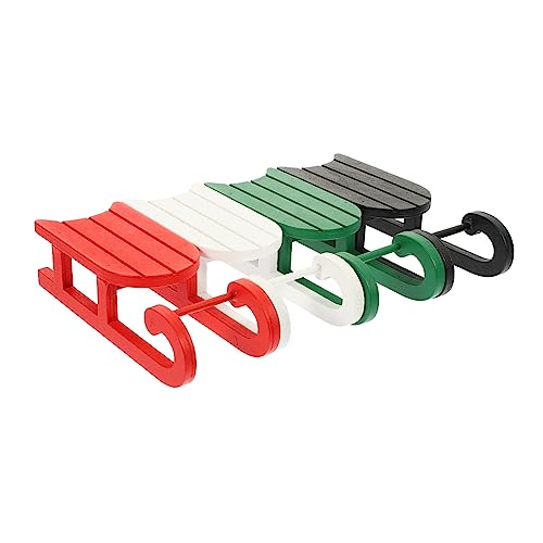 JECOMPRIS 4 Stück Miniatur Holzschlitten Weihnachtliche Tischdeko für Baum Fenster Outdoor Dekorative Holzornamente für DIY Bastelprojekte Kompakte Weihnachtsdeko von JECOMPRIS