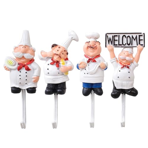 JECOMPRIS 4 Stück Selbstklebende Küchenhaken Kreative Chef Design Wandhaken Bohrfreie Installation für Handtücher Schlüssel und Küchenutensilien Stark Haftend und Leicht zu Installieren JECOMPRIS 4 Stück Selbstklebende Küchenhaken Kreative Chef Design Wandhaken Bohrfreie Installation für Handtücher Schlüssel und Küchenutensilien Stark Haftend und Leicht zu Installieren von JECOMPRIS