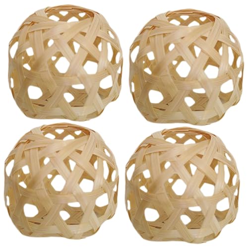 JECOMPRIS 4 Stück Teiliges Handgefertigter Holz Lampenschirme Kleine Gewebte Lampenabdeckung Ersatz Lampenschirm Geeignet für Pendelleuchte Tischlampe Deckenleuchte Rustikaler Vintage Stil von JECOMPRIS