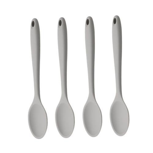 JECOMPRIS 4 Stück Teiliges Silikonlöffel Antihaft Küchenlöffel Hitzebeständig Ergonomisch für Rühren Servieren Salat Langlebige Küchenutensilien von JECOMPRIS