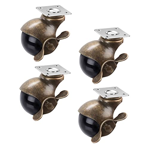 JECOMPRIS 4 Stück Teiliges Vintage Möbelrollen aus Robustem Schwenkbar Bremse Bodenplatte Stark Hohe Tragkraft für Möbel und Werkbänke von JECOMPRIS