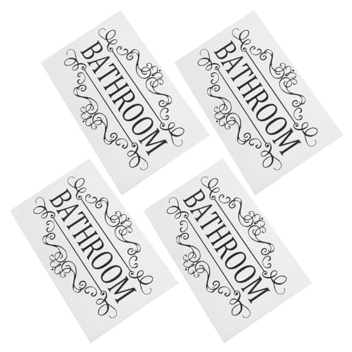JECOMPRIS 4 Stück Teiliges Wc Türschild Selbstklebender Abnehmbarer Badezimmer Aufkleber und Feuchtigkeitsbeständig für Bad Gäste wc Hotel Heim Gewerberäume Schwarze Wanddekoration von JECOMPRIS