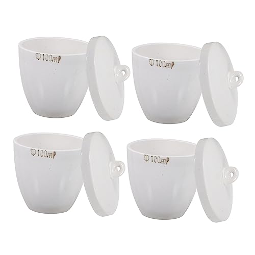 JECOMPRIS 4 Stück Tiegel schmelztopf lavasteine backofen feuerfeste schälchen aluguss pfanne schmelzschale öfen entkörpern Schmelzbecher Tasse Auto Schüssel Porzellan Deckel Keramik Weiß von JECOMPRIS