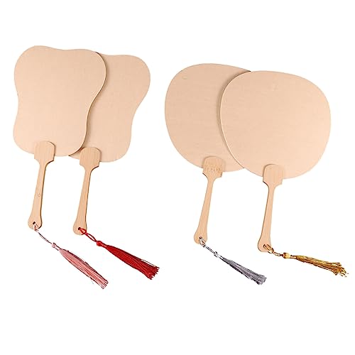 JECOMPRIS 4stücke Papier Handfächer Blanko Fächer Für Hochzeiten Partys Und Wiederverwendbar Und Handlich Mit Bunten Quasten Für Kreative Projekte von JECOMPRIS